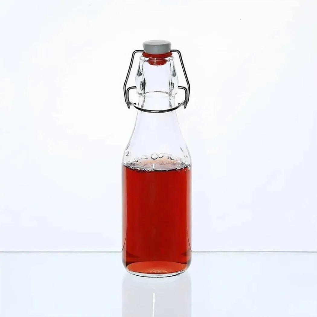 Flip Top Glass Bottle 250 ml Swing Top Brewing Bottle with Stopper for Beverages, Airtight Lid & Leak Proof Cap, Clear