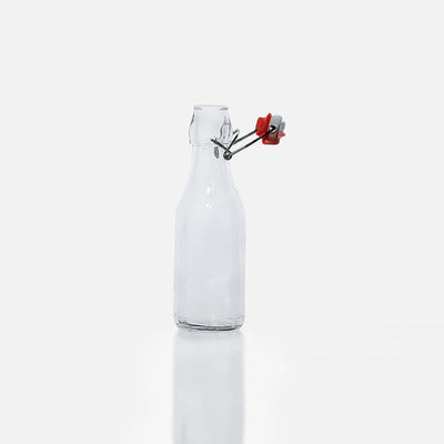 Flip Top Glass Bottle 250 ml Swing Top Brewing Bottle with Stopper for Beverages, Airtight Lid & Leak Proof Cap, Clear