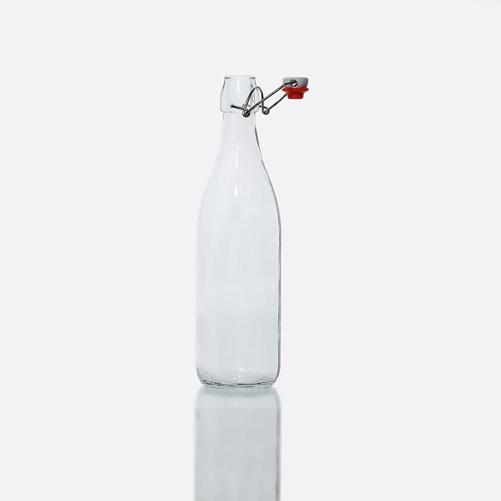 Flip Top Glass Bottle 750 ml Swing Top Brewing Bottle with Stopper for Beverages, Airtight Lid & Leak Proof Cap, Clear