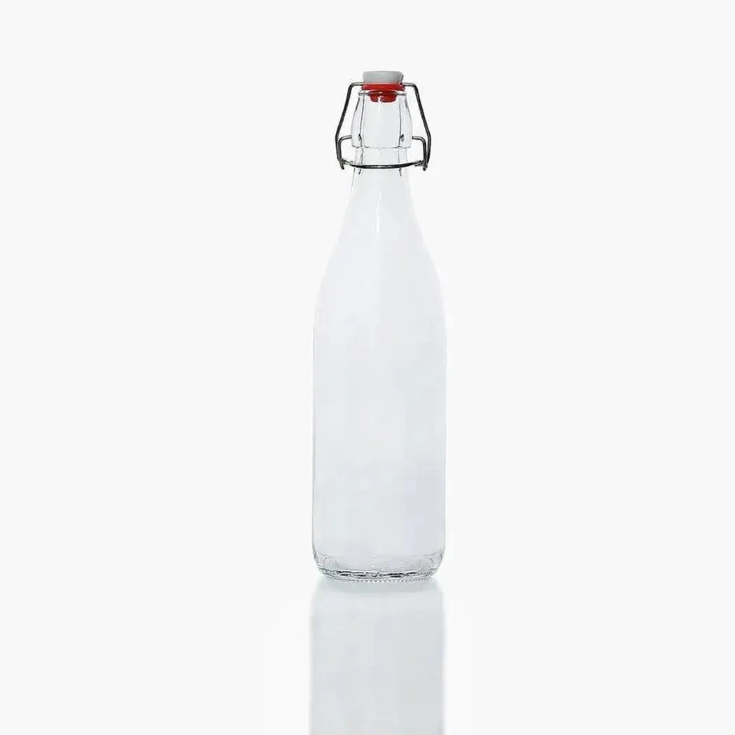 Flip Top Glass Bottle 750 ml Swing Top Brewing Bottle with Stopper for Beverages, Airtight Lid & Leak Proof Cap, Clear