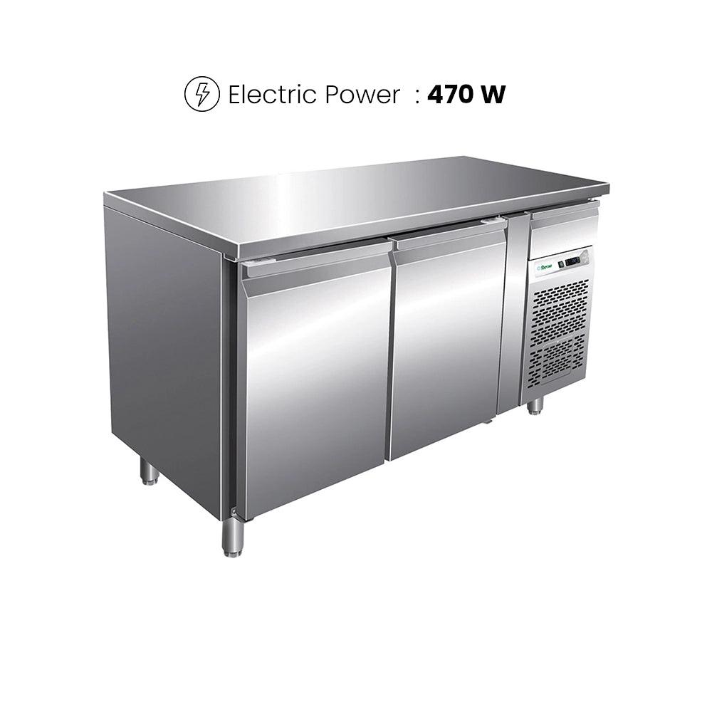 Forcar G-GN2200TN Double Door Under Counter Chiller With Backsplash 282 Liter 470W, 136 X 70 X 86 cm - HorecaStore