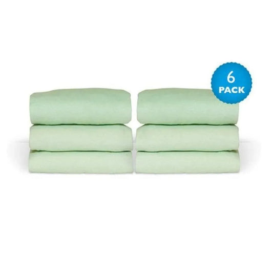 Foundations 100% Cotton Safefit Elastic Sheet for Full Size Crib, Color Mint, Pack of 6