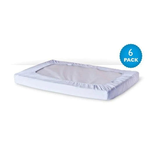 Foundations 100% Cotton Safefit Elastic Sheet for Full Size Crib, Color White, Pack of 6