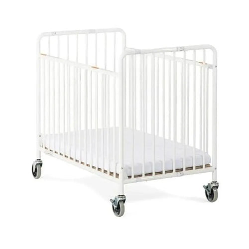 Stowaway Metal Folding Baby Crib 2 Side Folding, Color White - Foundations USA