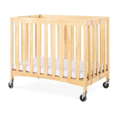 Travel Sleeper Wooden Compact Crib With Mattress, Color Natural - Foundations USA