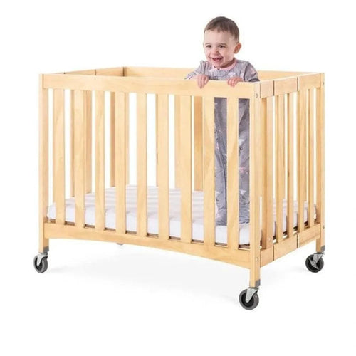 Buy Foundations Wooden Travel Sleeper Compact Crib OM to 15 Kg L 101.6 x W 66.4 x H 86.36 cm Includes 2 Infapure Foam Mattress 4 Castors Easy Fold Color Natural HorecaStore