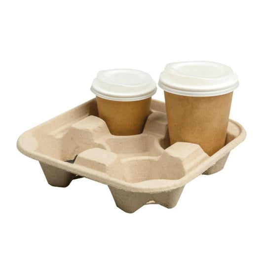 Free Plastik FPD1007 Corrugated Paper Cup Holder For 4 Cups 300pcs - HorecaStore