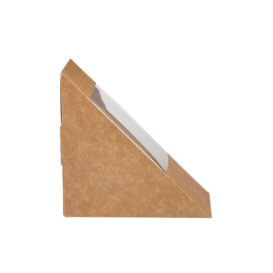 Free Plastik FPD1021 Paper Double Sandwich Wedge Box With Window 250pcs, 12.5 X 7.5 X 17.5 cm - HorecaStore