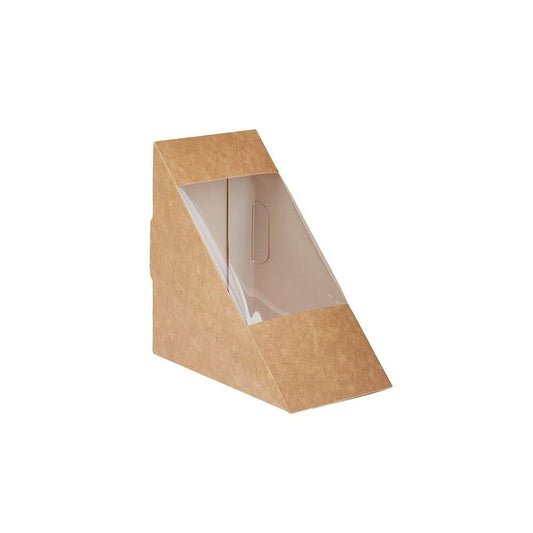 Free Plastik FPD1021 Paper Double Sandwich Wedge Box With Window 250pcs, 12.5 X 7.5 X 17.5 cm - HorecaStore