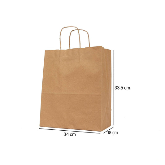 Free Plastik FPD1027 Large Paper Bag With Handles 100pcs, 34 X 18 X 33.5 cm - HorecaStore