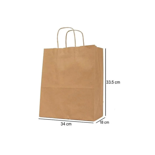 Free Plastik FPD1027 Large Paper Bag With Handles 100pcs, 34 X 18 X 33.5 cm