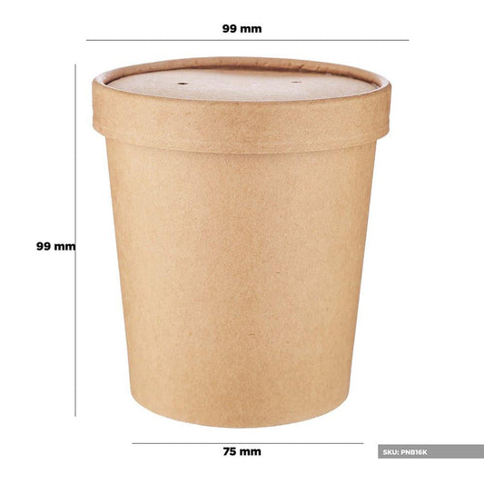 Free Plastik FPD1036 16 oz Paper Noodle Bowl With Lid 250pcs, Ø10 X H10 cm - HorecaStore