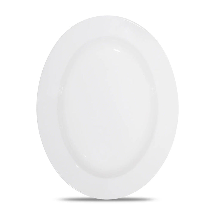 Furtino England Finesse 12"/31cm White Oval Porcelain Coupe Platter - HorecaStore