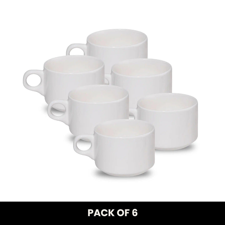 Furtino England Finesse 6.5oz/20cl White Round Porcelain Stackable Cup - HorecaStore