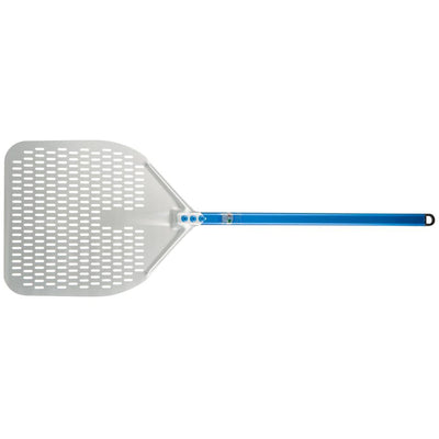 GI Metal A-37RF/120 Aluminium Rectangular 36 X 36 CM Perforated Pizza Peel With 120 CM Handle - HorecaStore