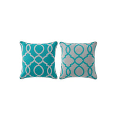 Gymkhana Geometric Outdoor Decorative Cushion, Cyan/White, 45x45 cm