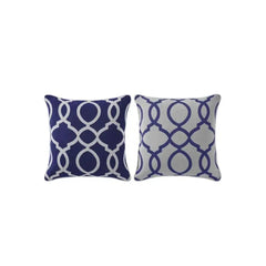 Gymkhana Geometric Outdoor Decorative Cushion, Navy/White, 45x45 cm