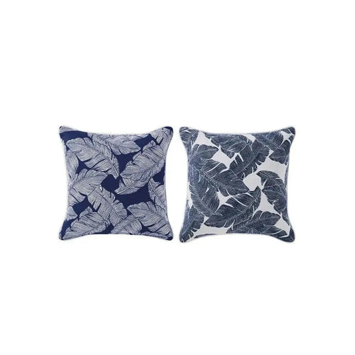 Gymkhana Palm Outdoor Decorative Cushion, Navy/White, 45x45 cm