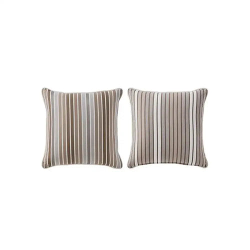 Gymkhana Stripes Outdoor Decorative Cushion, Taupe/White, 45x45 cm