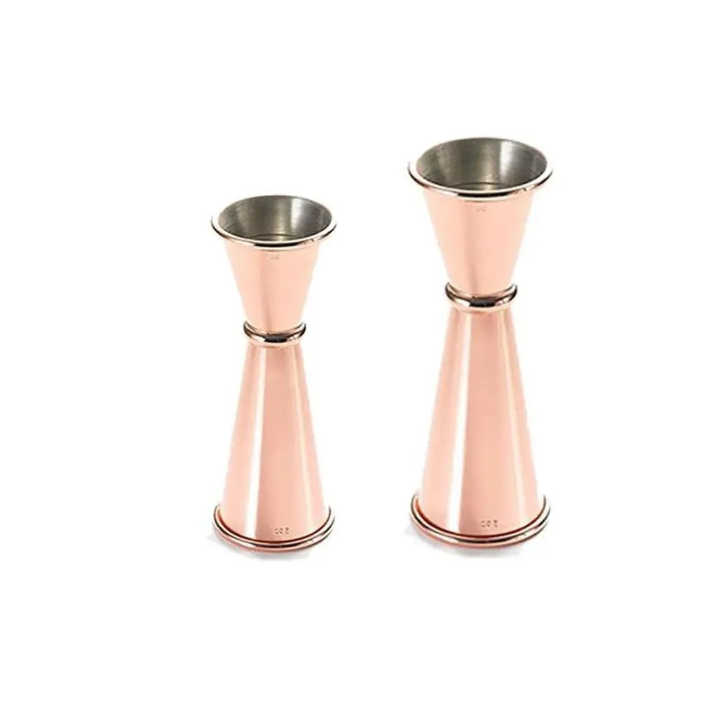 THS BAH1036 Premium Copper Plated Japanese Jigger Set of 2, 25/50ml & 30/60ml