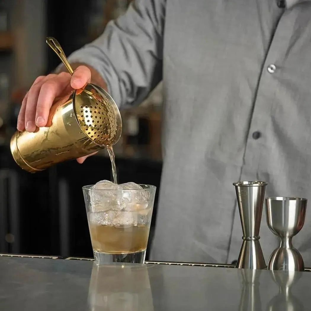 THS BAH1040 Gold Plated Julep Strainer For Cocktail Drinks