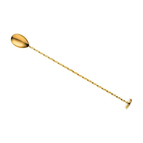 THS BAH1059 Gold Plated Bar Spoon With Muddler 11 Inches