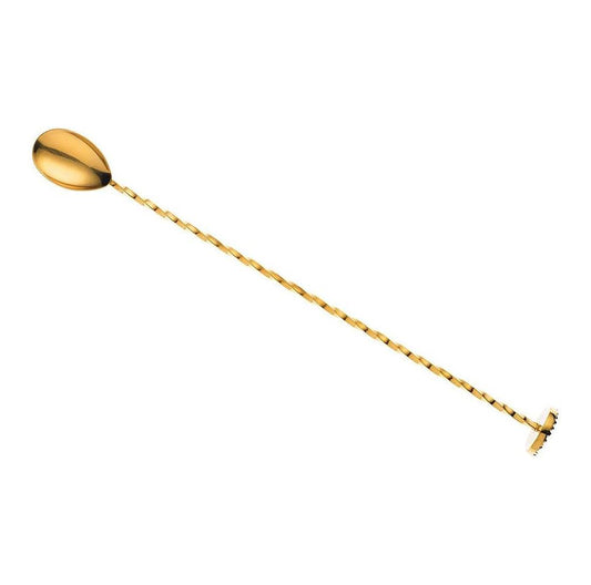 THS BAH1059 Gold Plated Bar Spoon With Muddler 11 Inches - HorecaStore