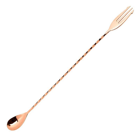 THS BAH1065 Gold Plated Bar Spoon With Trident 11 Inches - HorecaStore