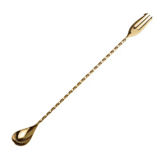THS BAH1068 Gold Plated Bar Spoon With Trident 16 Inches - HorecaStore