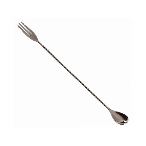 THS BAH1070 Gunmetal Black Plated Bar Spoon With Trident 11 Inches