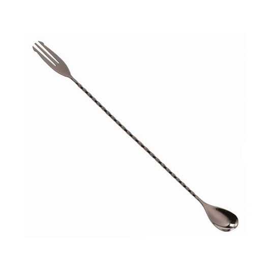 THS BAH1070 Gunmetal Black Plated Bar Spoon With Trident 11 Inches - HorecaStore