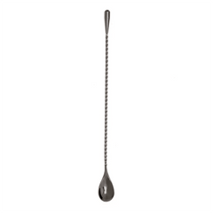THS BAH1071 Gunmetal Black Plated Teardrop Bar Spoon 11 Inches