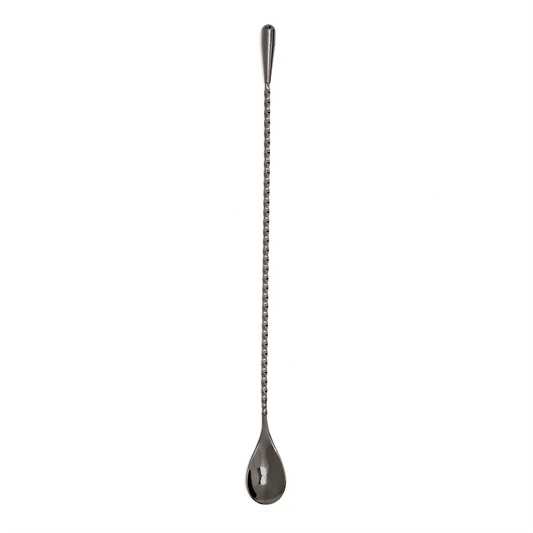 THS BAH1071 Gunmetal Black Plated Teardrop Bar Spoon 11 Inches - HorecaStore