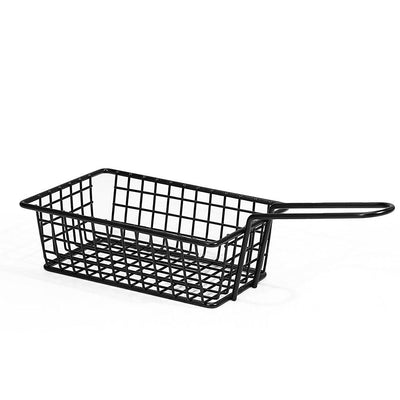 THS Carbon Metal Wire Rectangle Frying Basket Black 25*10*5.2cm