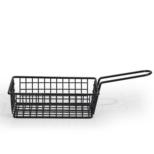 THS Carbon Metal Wire Rectangle Frying Basket Black 25*10*5.2cm - HorecaStore