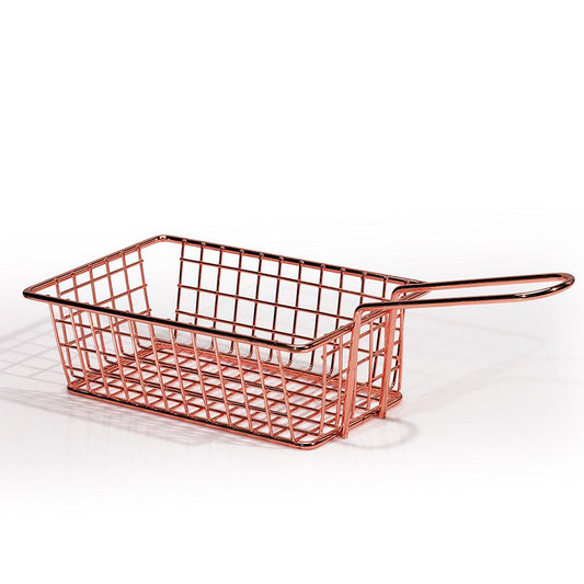 THS Carbon Metal Wire Rectangle Frying Basket Rose Gold 25*10*5.2cm - HorecaStore