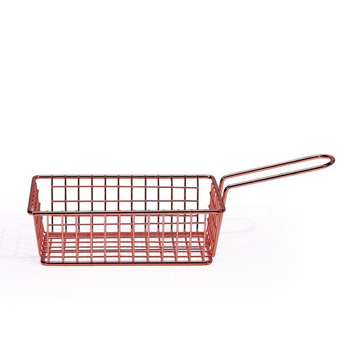 THS Carbon Metal Wire Rectangle Frying Basket Rose Gold 25*10*5.2cm