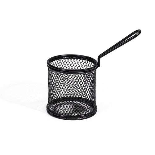 THS Carbon Metal Wire Round Frying Basket Black 15.5*8*8cm