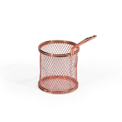 THS Carbon Metal Wire Round Frying Basket Rose Gold 15.5*8*8cm