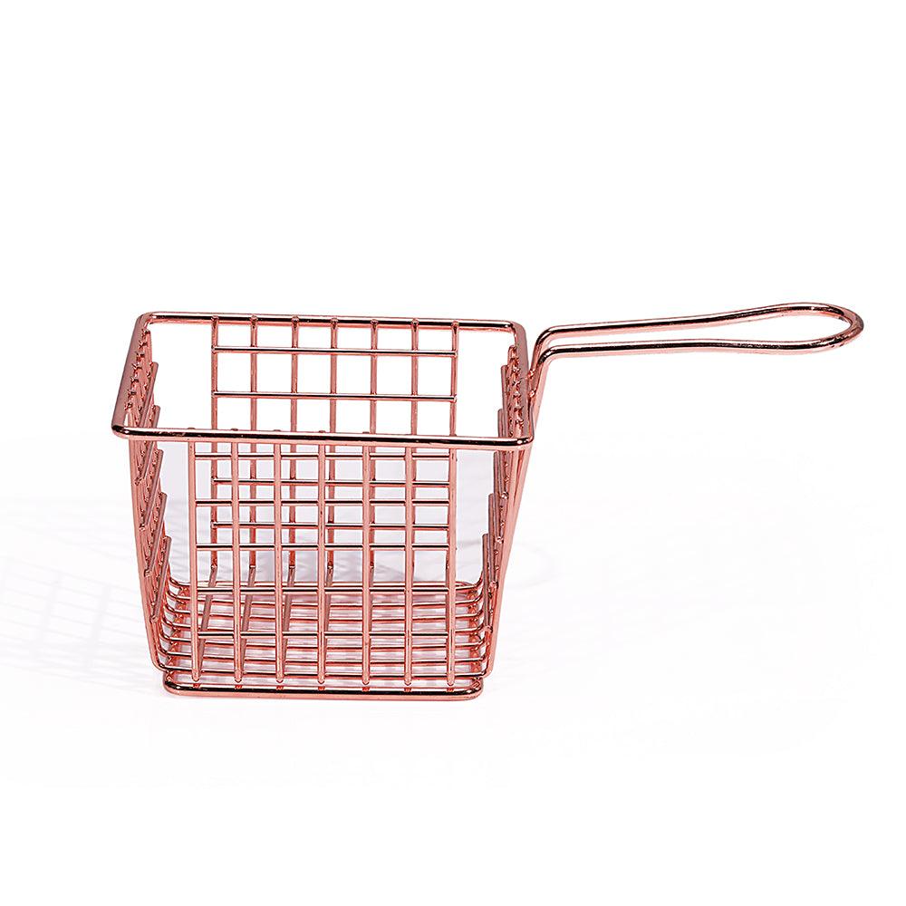 THS Carbon Metal Wire Square Frying Basket Rose Gold 18*10*7.5cm