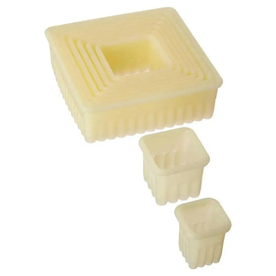 THS Nylon Fluted Square Cookie and Pastry Cutters Set Of 9Pcs, H 1.5CM