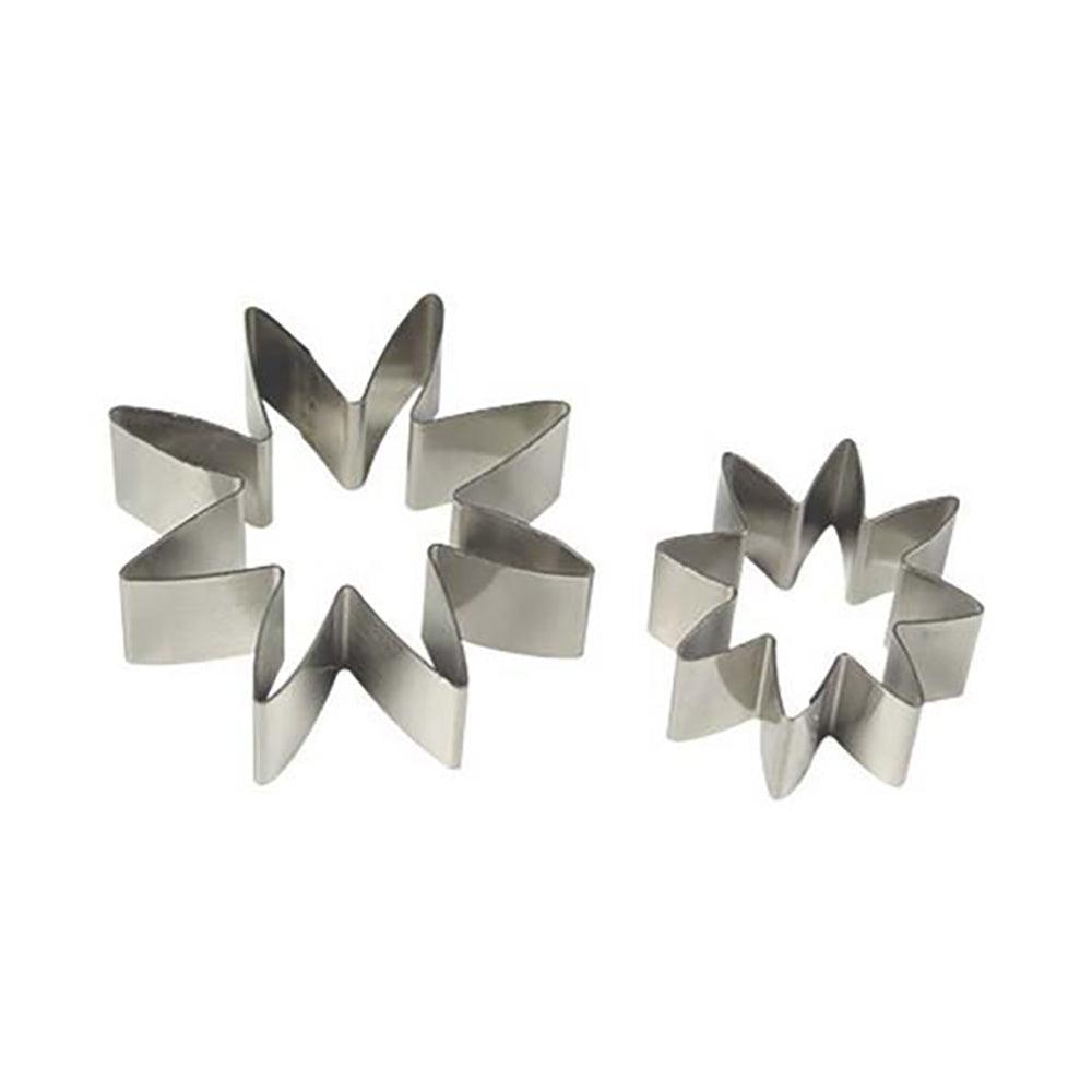 THS Stainless Steel Pastry And Cookie Cutters Daisy 8 Petal Shape Set Of 2Pcs, 2.4CM And 3.8CM - HorecaStore