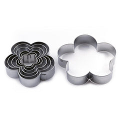 THS Stainless Steel Pastry And Cookie Cutters Flower Shape Set Of 9Pcs, H 4.5CM Assorted Sizes