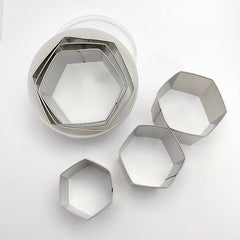 THS Stainless Steel Pastry And Cookie Cutters Hexagon Shape Set Of 6Pcs, H 4.5CM Assorted Sizes