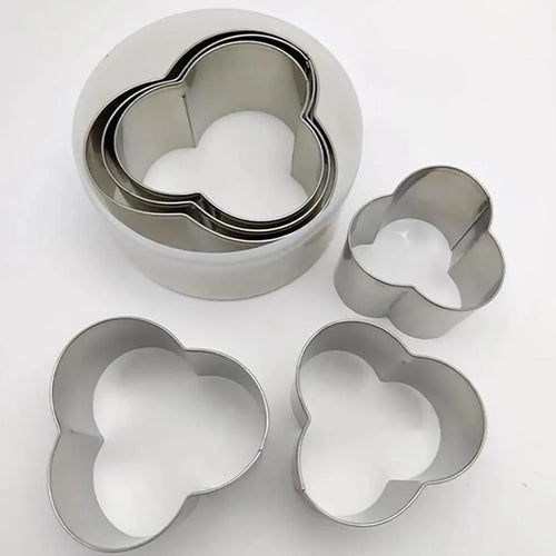 THS Stainless Steel Pastry And Cookie Cutters plain Flower Shape Set Of 6Pcs, H 4.6CM Assorted Sizes