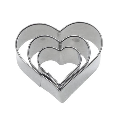 THS Stainless Steel Pastry And Cookie Cutters Plain Heart Shape Set Of 6Pcs, H 4.5CM Assorted Sizes