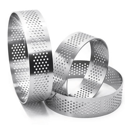 THS Stainless Steel Perforated Tart Round Ring Ø 24CM, H 2CM