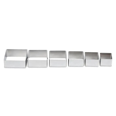 THS Stainless Steel Square Shape Cookie And Pastry Cutters Set Of 5Pcs, H 5CM Assorted Sizes