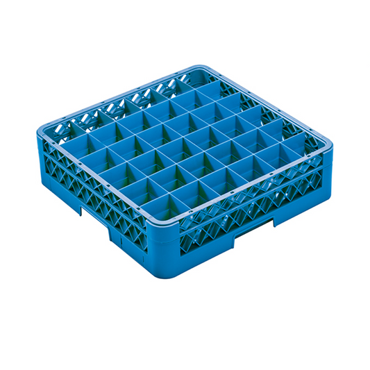 Chef360 Blue 36 Compartment Plastic Glass Rack, 50 x 50 x 10 cm