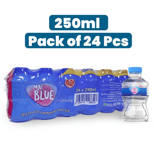 Mai Blue Low Sodium Water Bottle 250ml Shrink Wrap Pack of 24 - HorecaStore